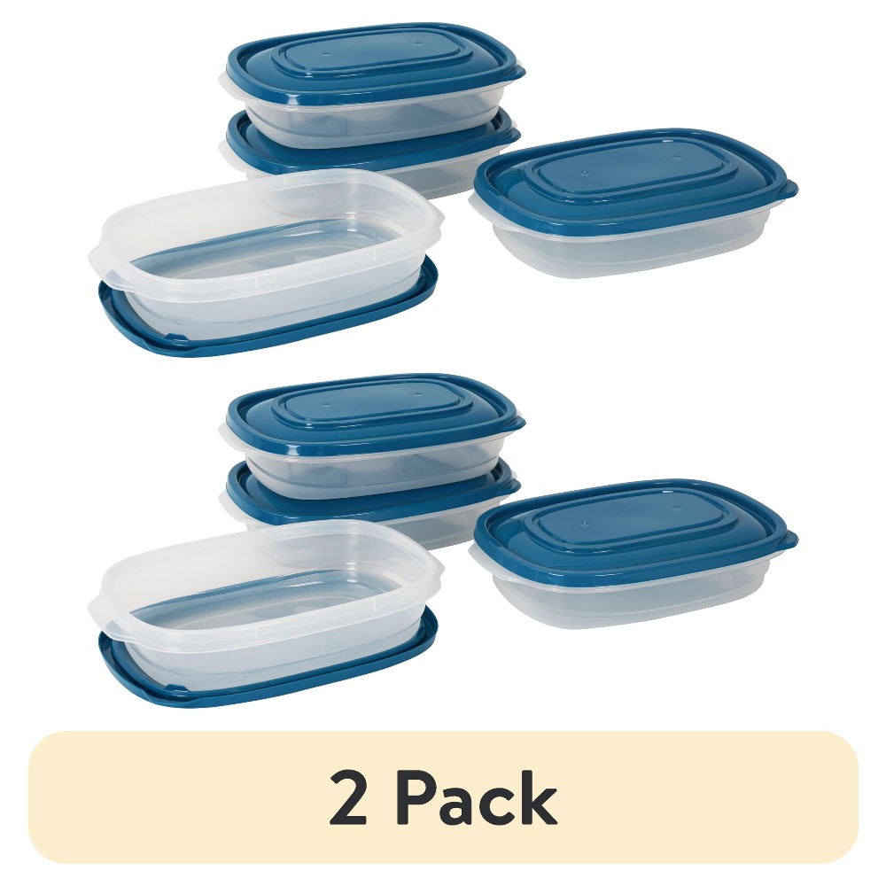 Food Storage Plastic Containers With Lids - 4-Pack Rectangle Plastic Food Storage Containers