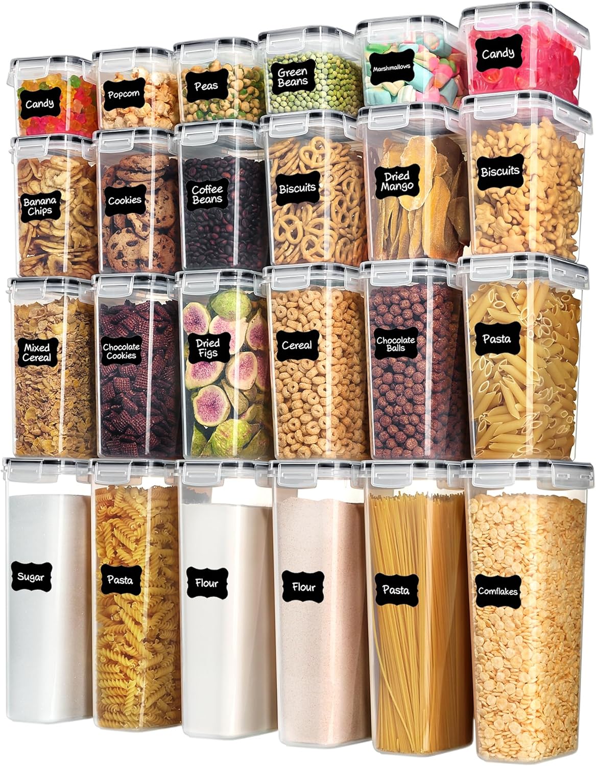 Food Storage For Pantry - 24 Pcs Airtight Food Storage Containers