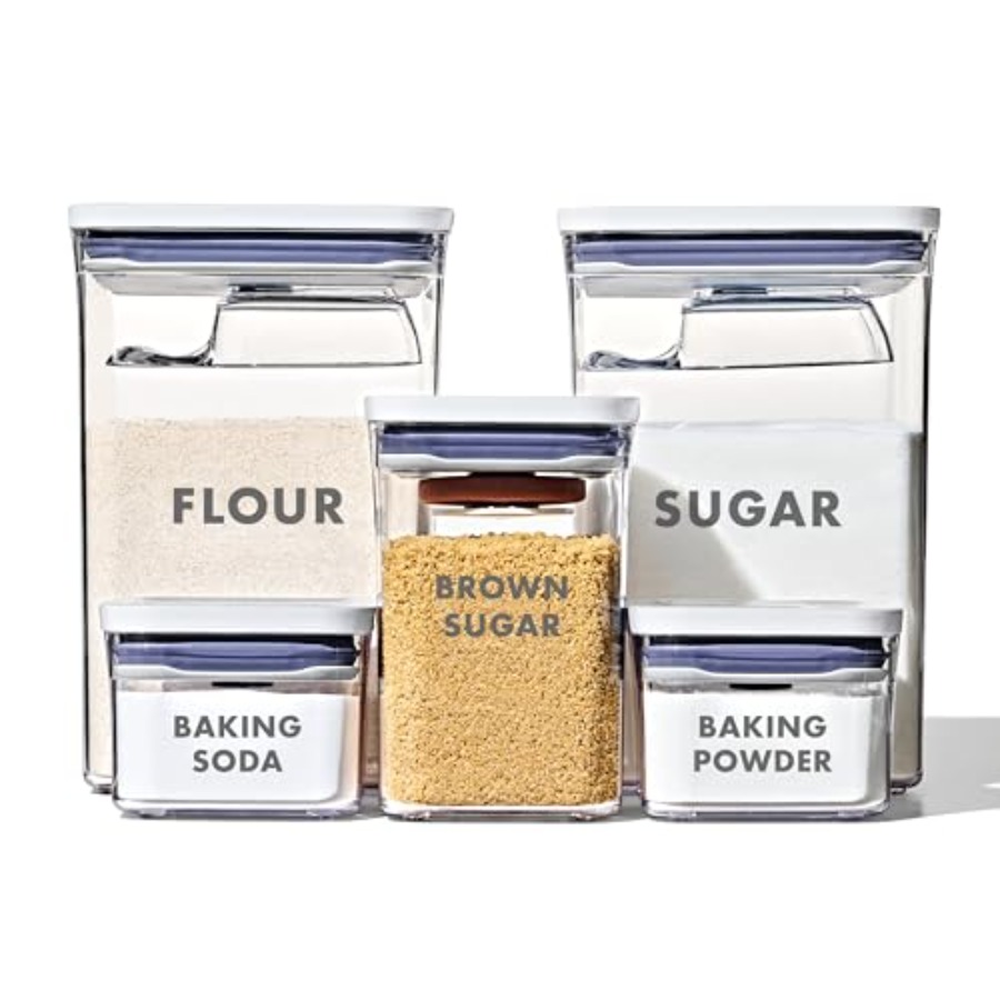 Food Storage For Long Term - 8-Piece Prelabeled Baking POP Container Set