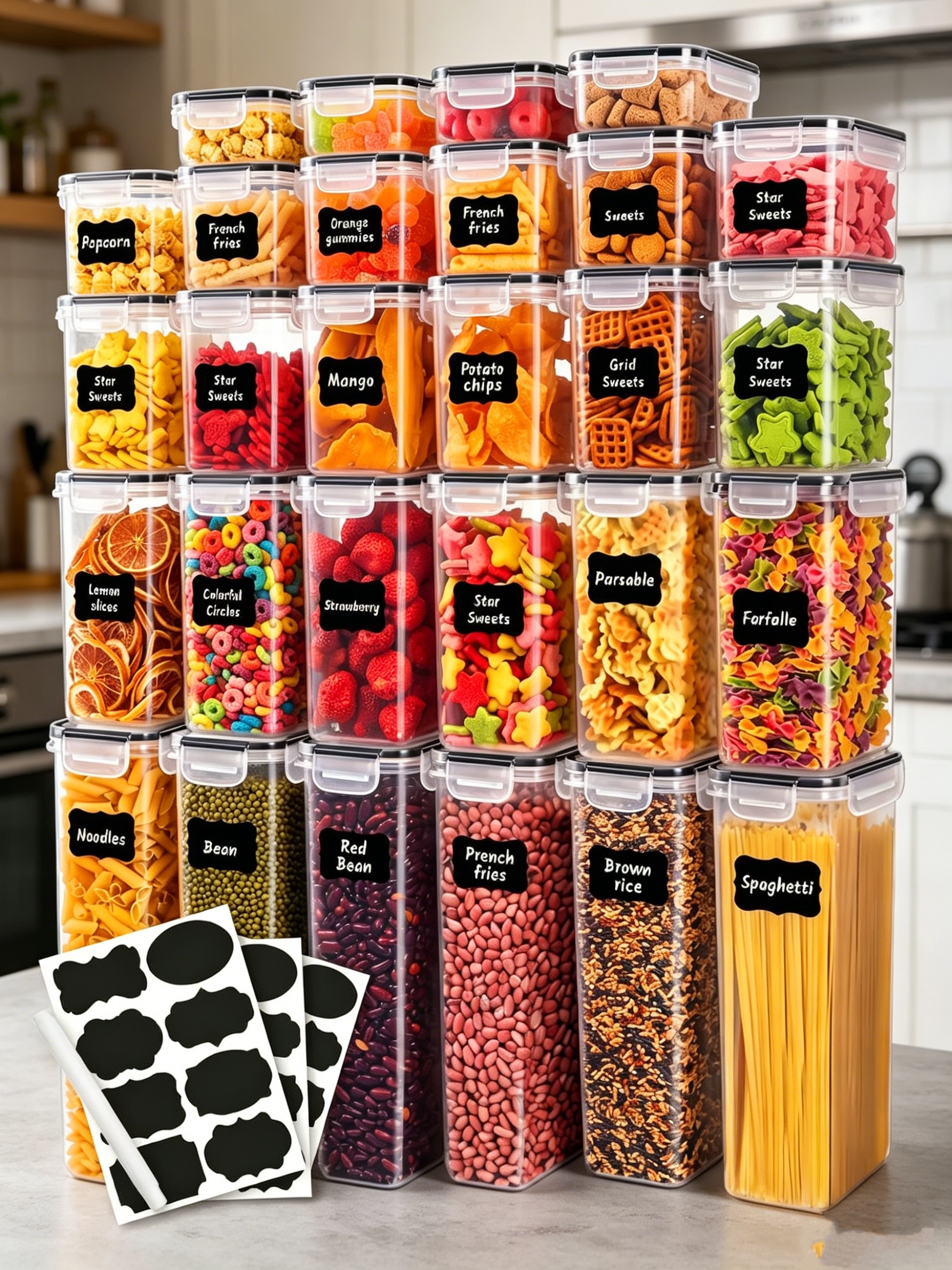 Food Storage For Pantry - 36PCS-Closed food storage containers with LIDS,