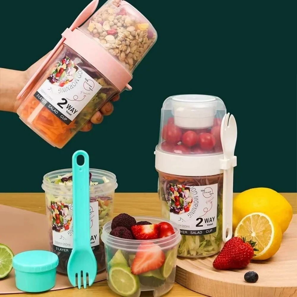 Food Storage Jars Plastic - Portable Salad Cup Breakfast Cup Food