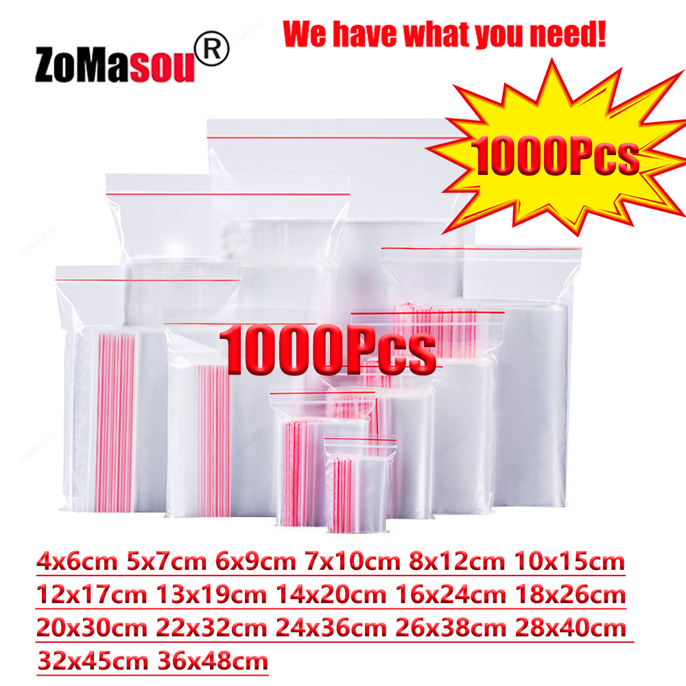 Food Storage With Lock - 100-1000Pcs Small Zip Lock Plastic Bags