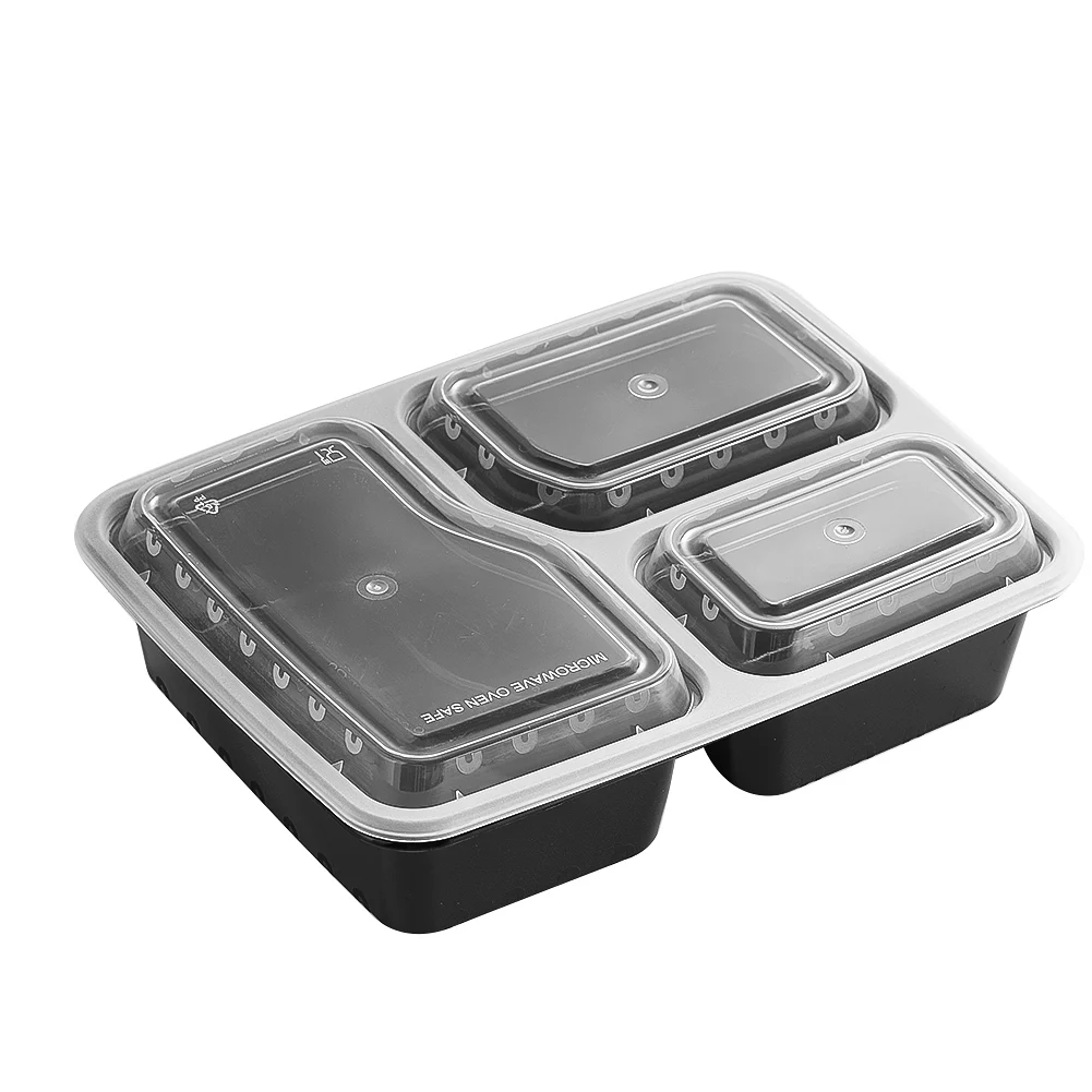 Food Storage Jars Plastic - 7 Pack 3 Compartment Meal Prep