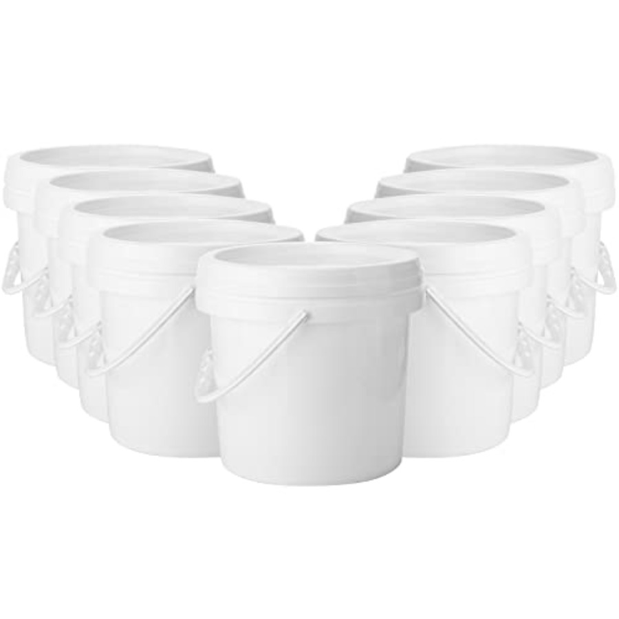 Food Storage Plastic Containers With Lids - 10 Pack White Plastic Bucket with