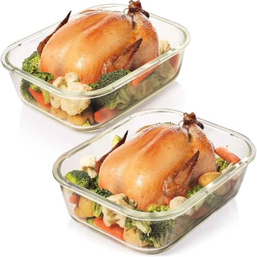 Food Storage Plastic Containers With Lids - 10 Cups/ 80 Oz 4 Pc