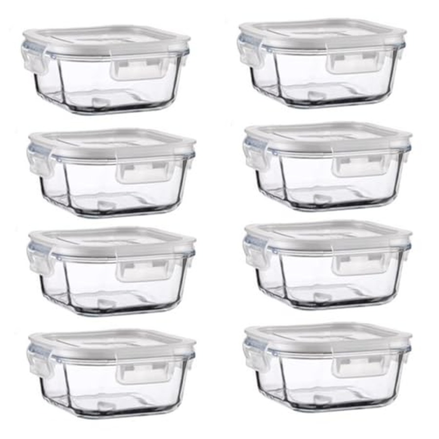Food Storage Plastic Containers With Lids - 16oz Square Glass Food Storage Containers