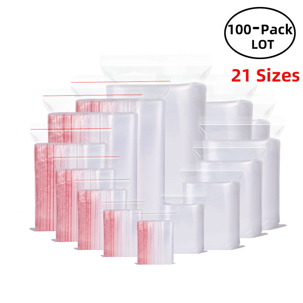 Food Storage With Lock - 100PCS/Pack Resealable Zip Lock Bags Self