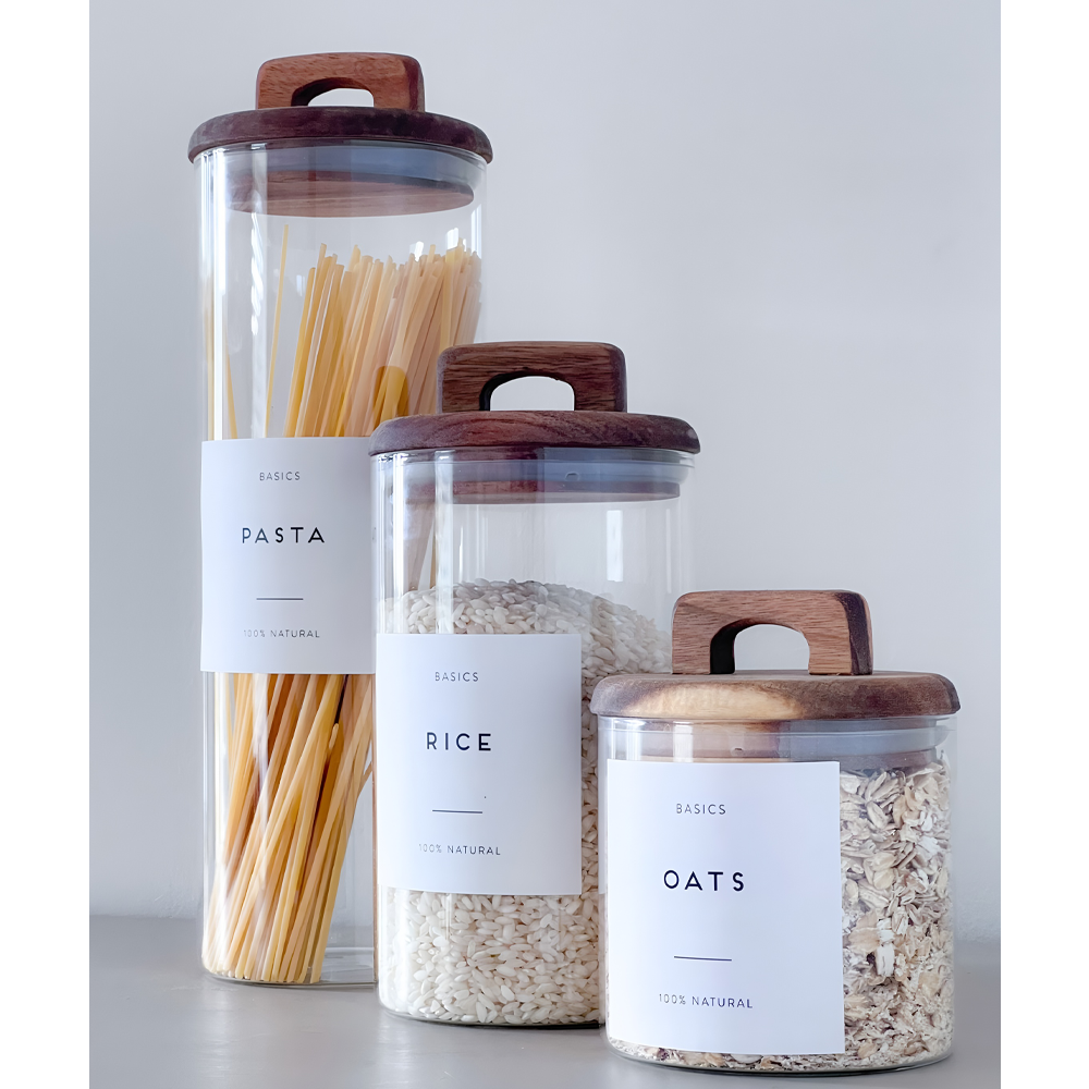 Food Storage Canister - Personalized, Custom Labels,Waterproof Pantry Labels,Minimalist Custom
