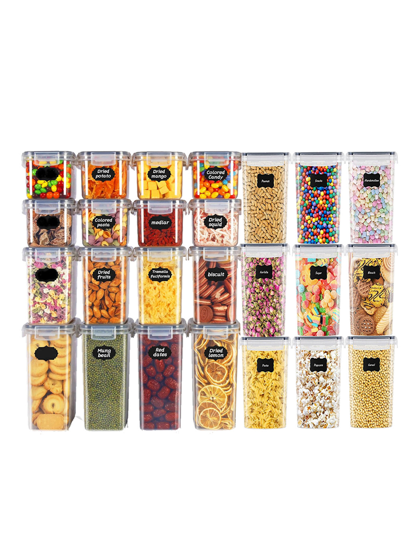 Food Storage Jars Plastic - 48pcs,Sealed food storage containers with LIDS,