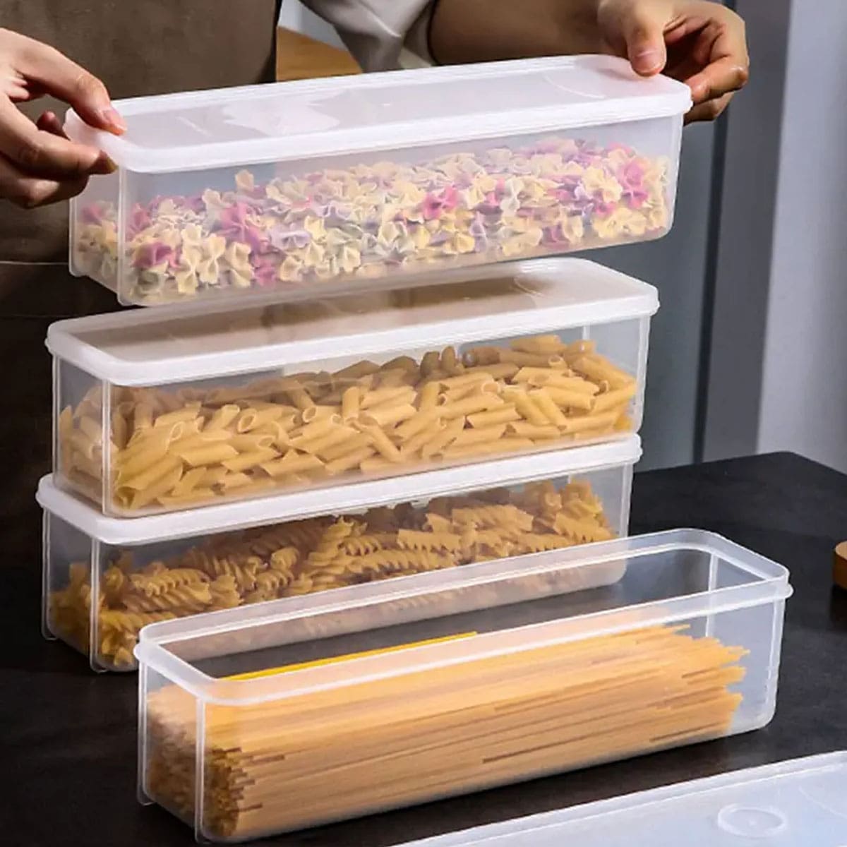Food Storage Cabinet - 1 Plastic Transparent Storage Box, Refrigerator