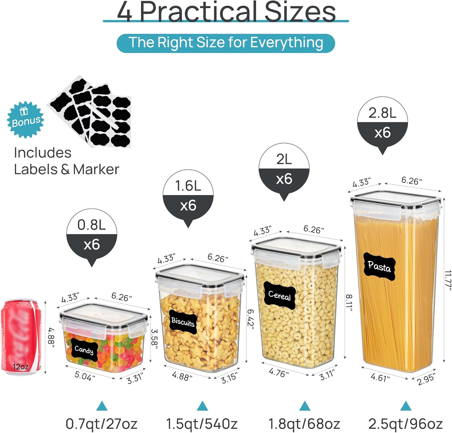 24 Pcs Airtight Food Storage C - Food Storage For Pantry recension och pris