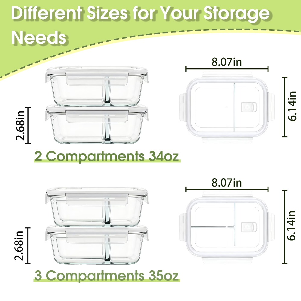 Glass Food Storage Containers  - Food Storage With Dividers recension och pris