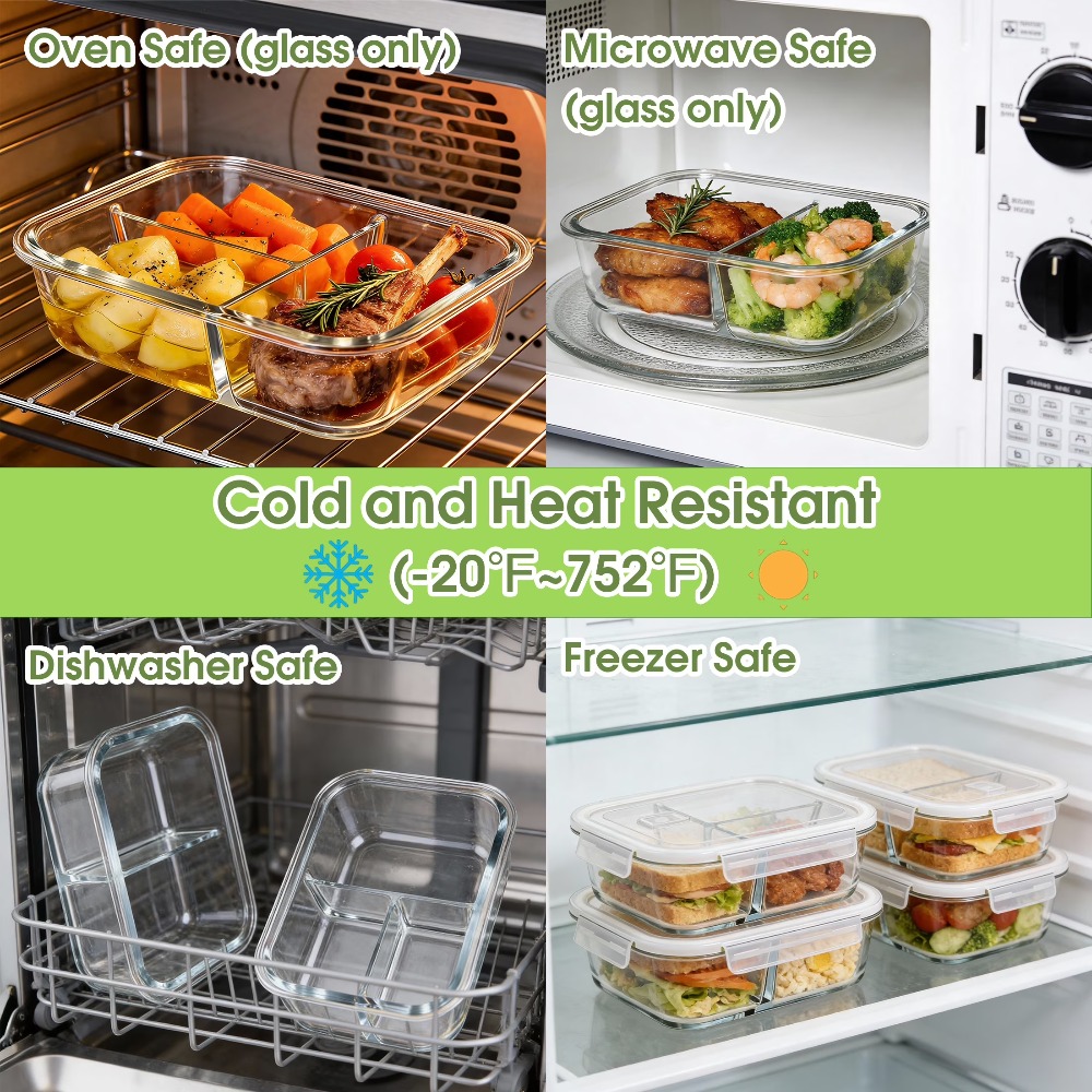 Glass Food Storage Containers  - Food Storage With Dividers recension och pris