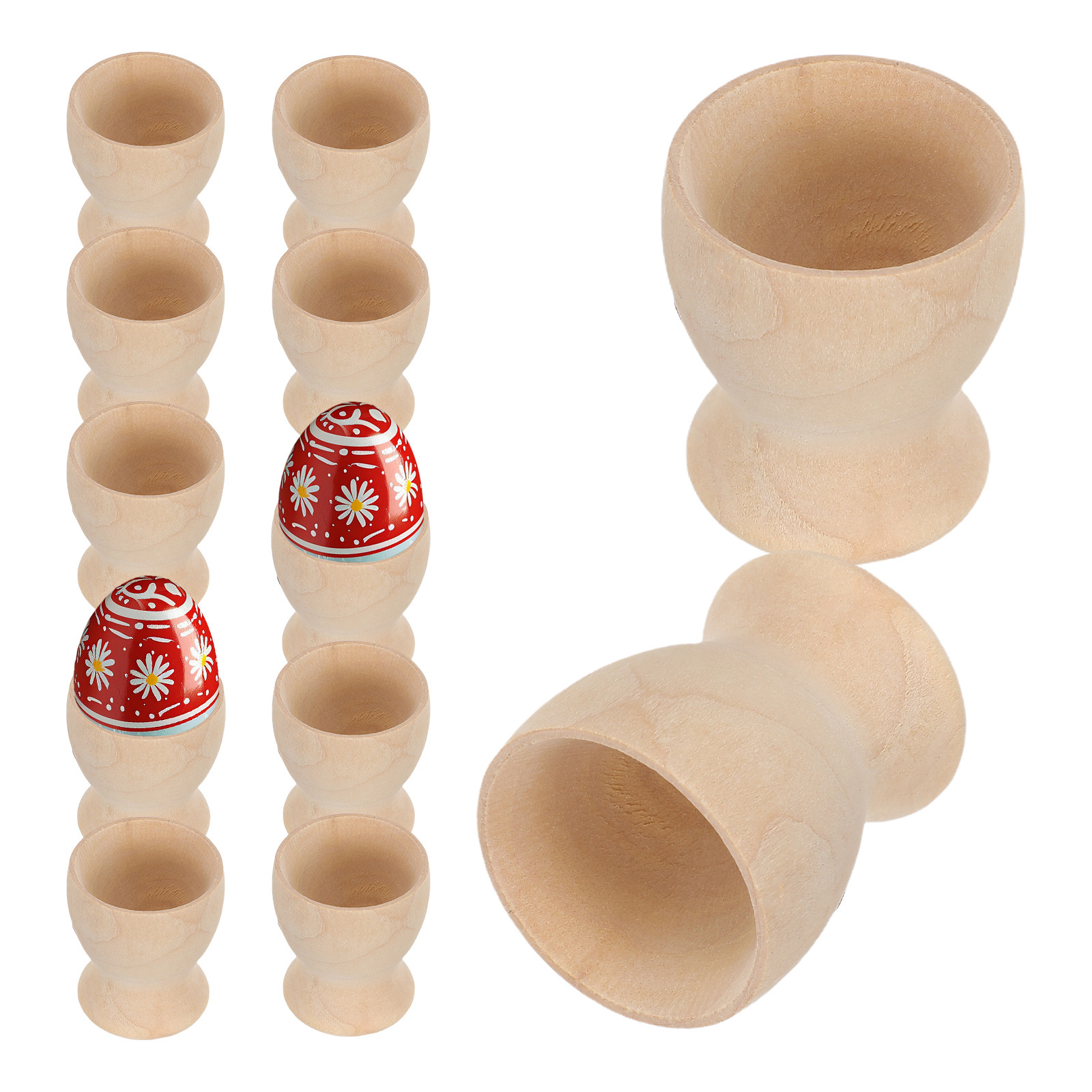12Pcs Wooden Egg Cup DIY Blank - Egg Storage Holder recension och pris