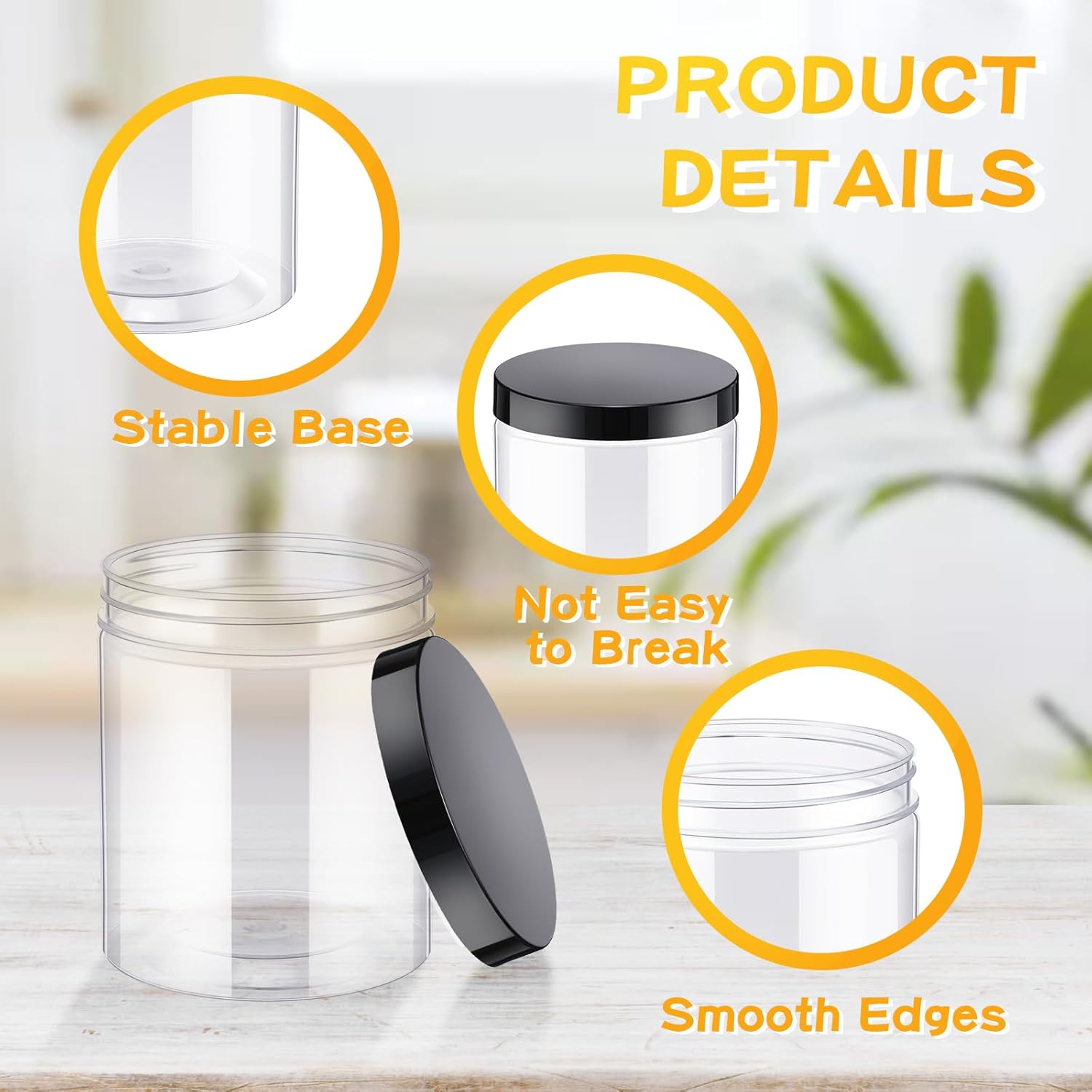 24 Pcs 16oz Plastic Jars with  - Food Storage Jars Plastic recension och pris