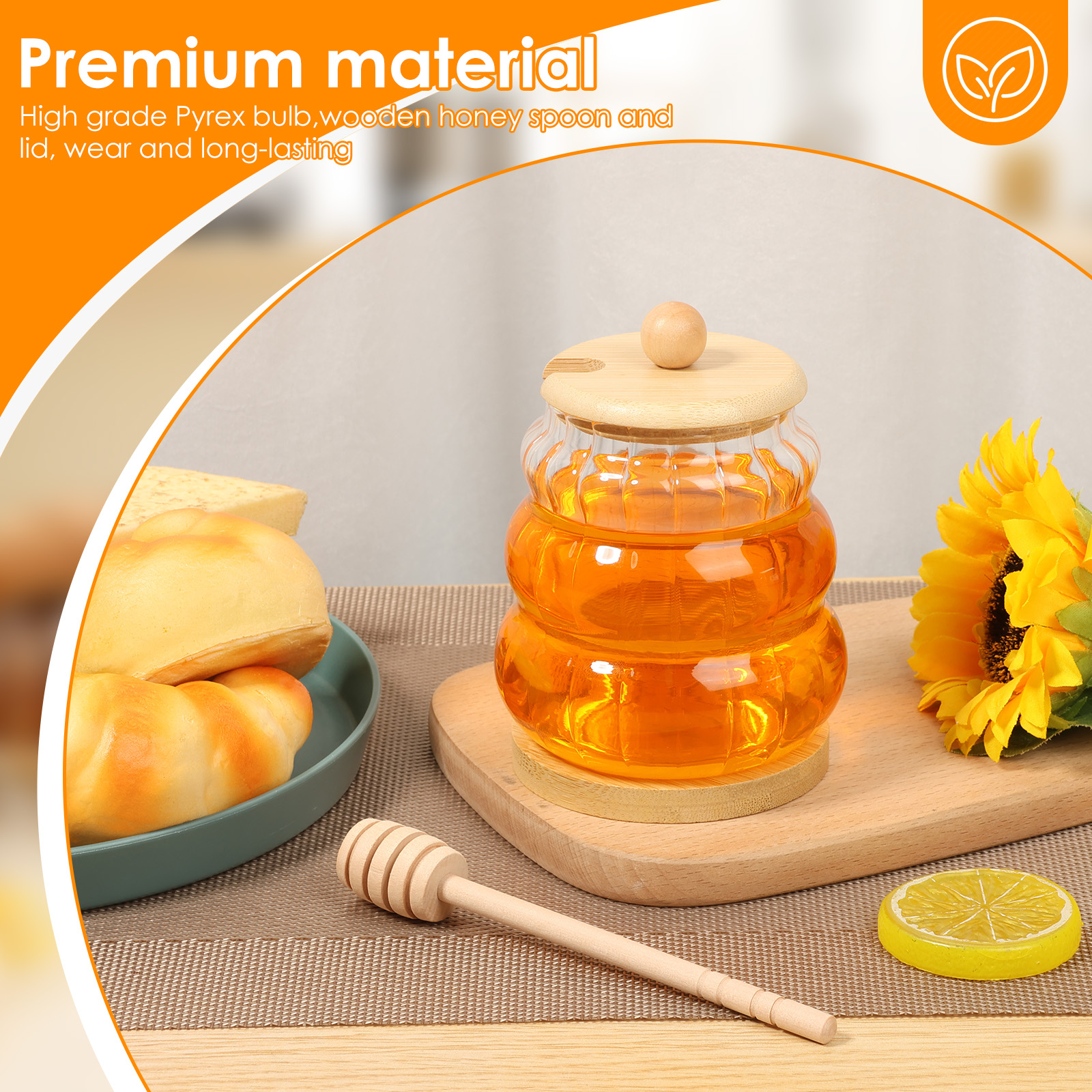 2Pcs Glass Honey Jar with Dipp - Food Storage Lidl recension och pris