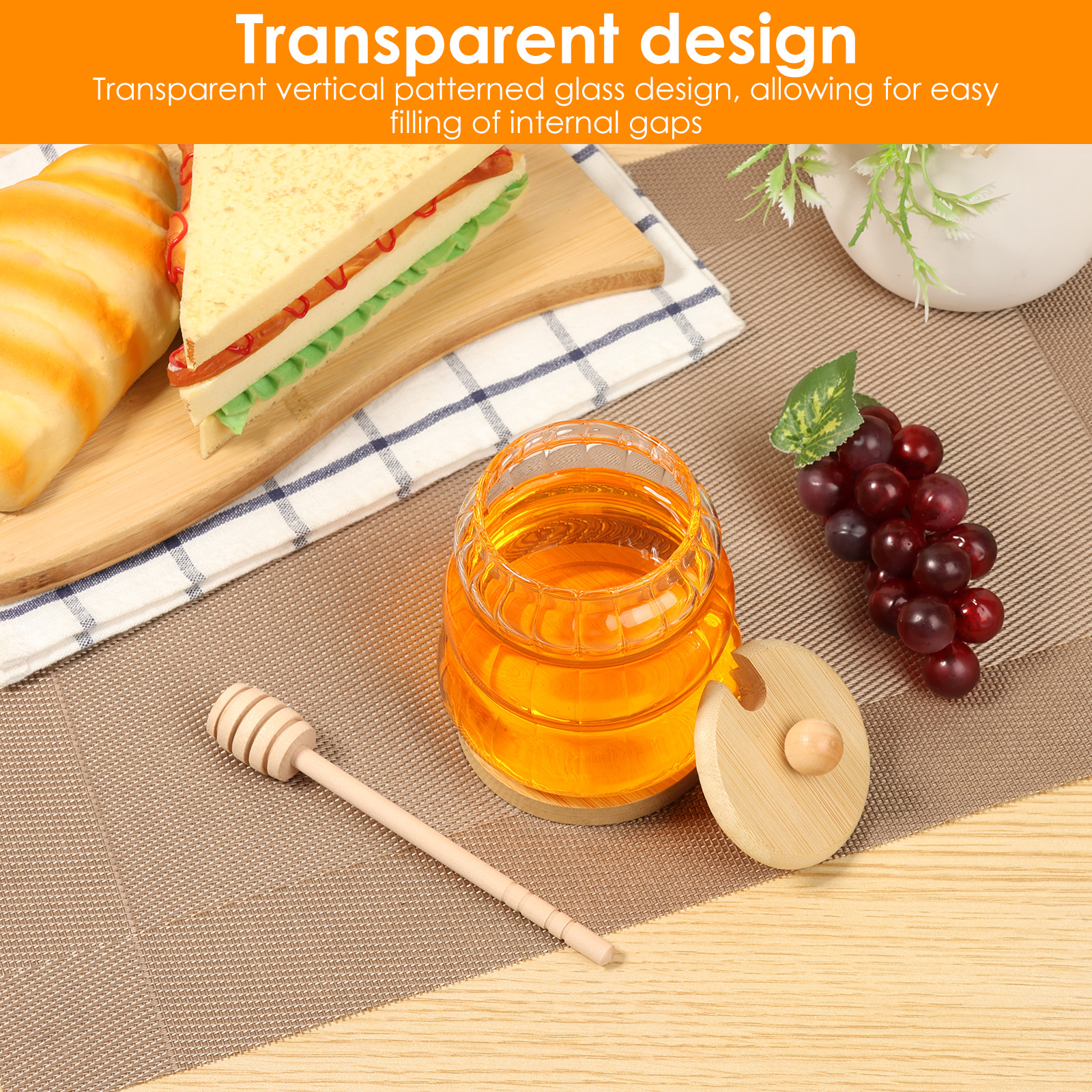2Pcs Glass Honey Jar with Dipp - Food Storage Lidl recension och pris