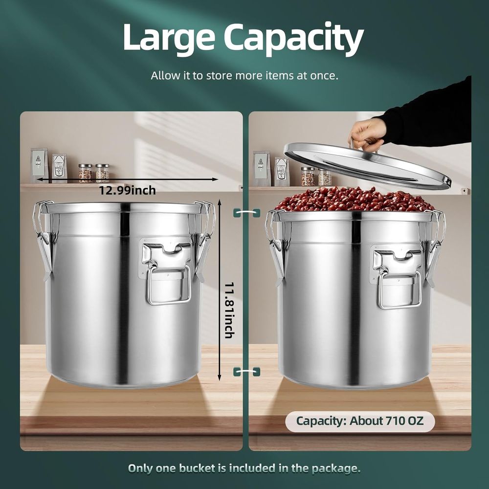 21L Stainless Steel Airtight C - Food Storage Canister recension och pris