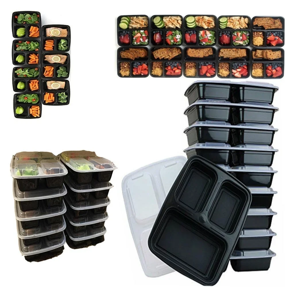 7 Pack 3 Compartment Meal Prep - Food Storage Jars Plastic recension och pris