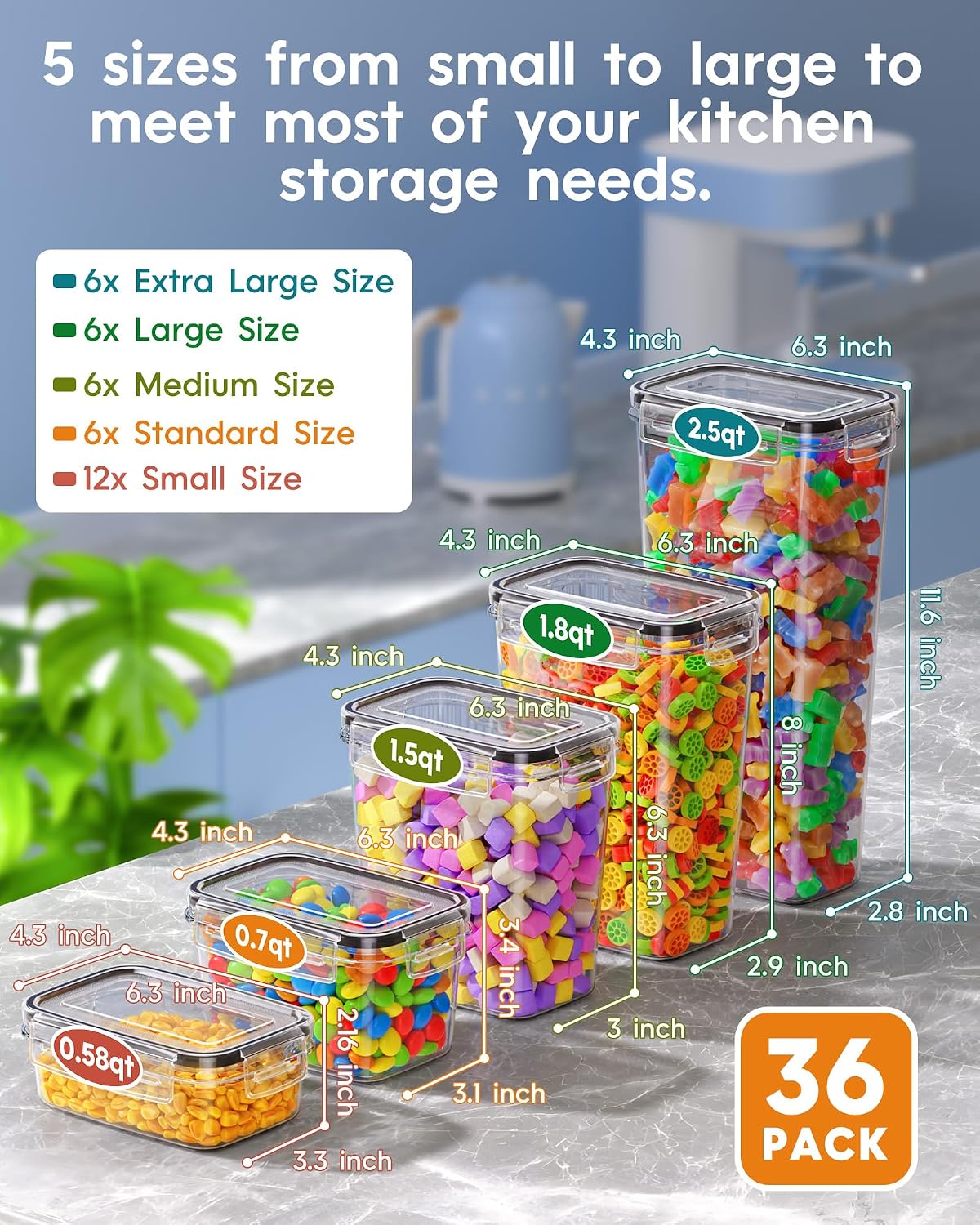 36 Pcs Airtight Food Storage C - Food Storage Plastic Containers With Lids recension och pris