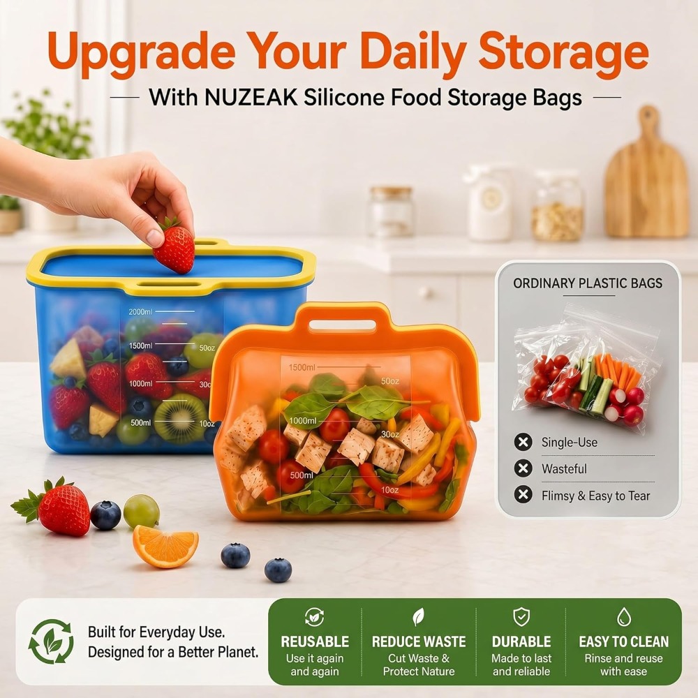 Reusable Silicone Food Storage - Food Storage Reusable Bags recension och pris