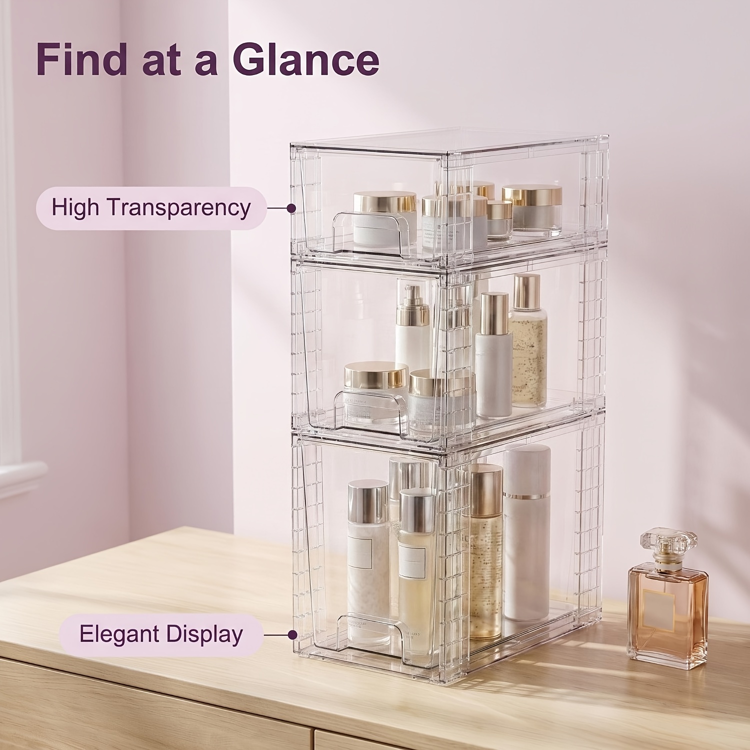 3-Piece Clear Stackable Drawer - Food Storage And Organizer recension och pris