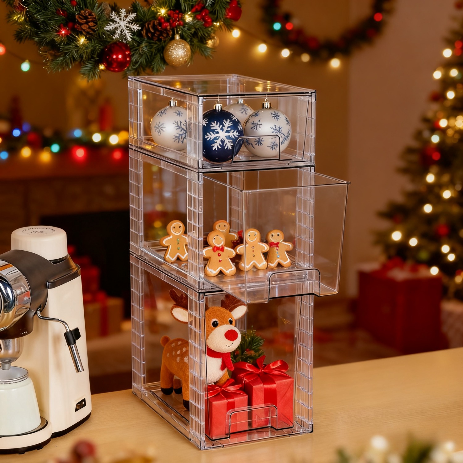 3-Piece Clear Stackable Drawer - Food Storage And Organizer recension och pris