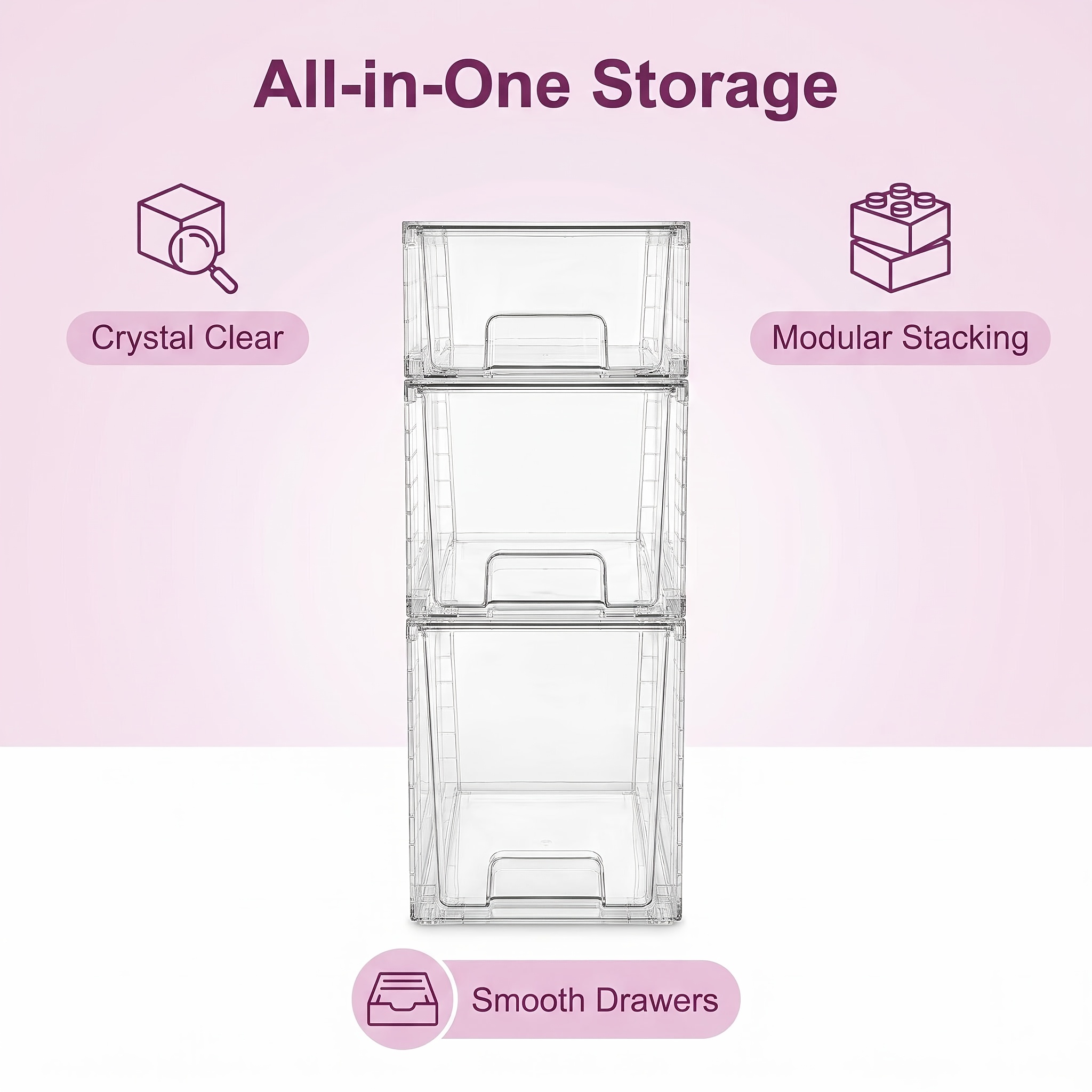 3-Piece Clear Stackable Drawer - Food Storage And Organizer recension och pris