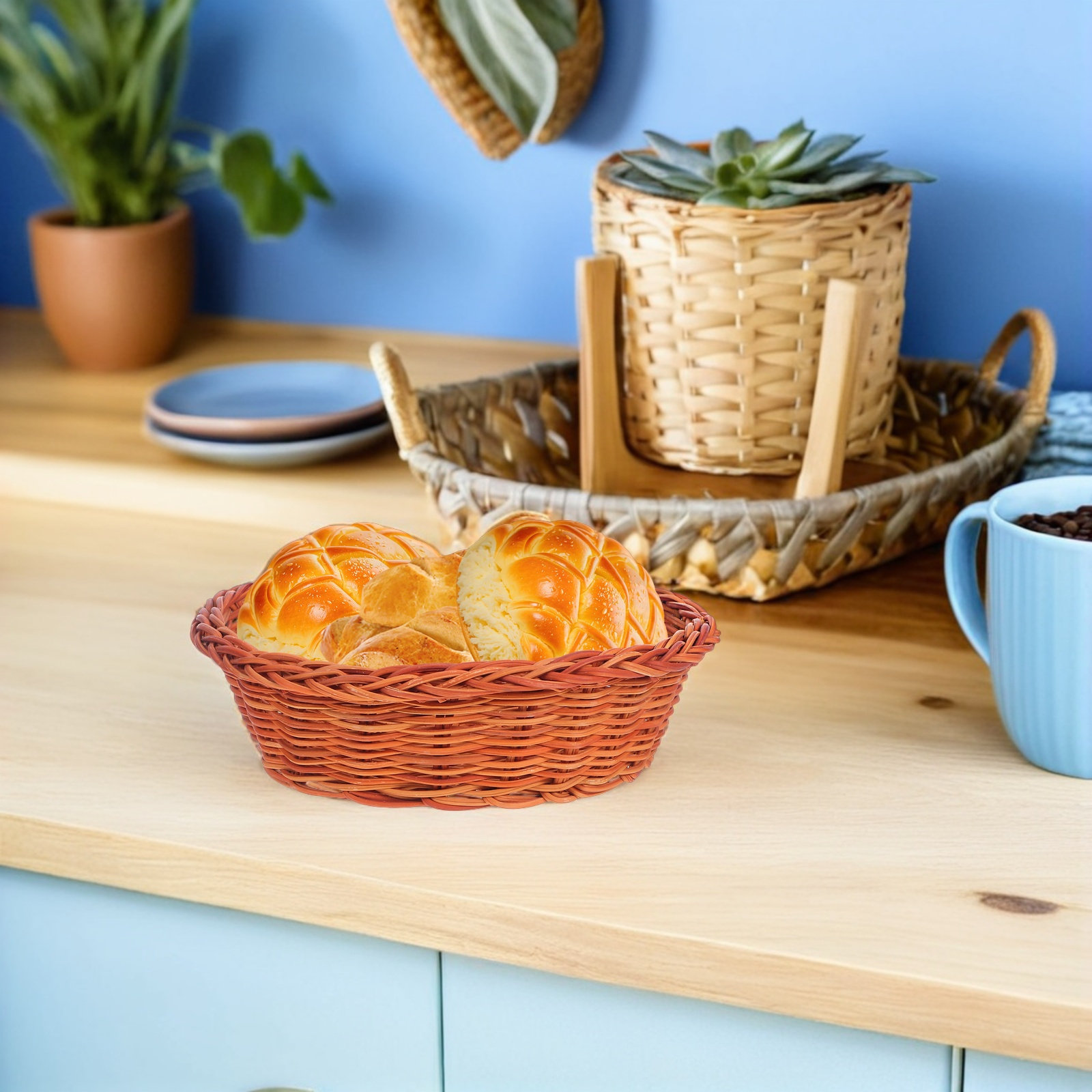 10Pcs Rattan Bread Basket Smal - Food Storage And Organizer recension och pris