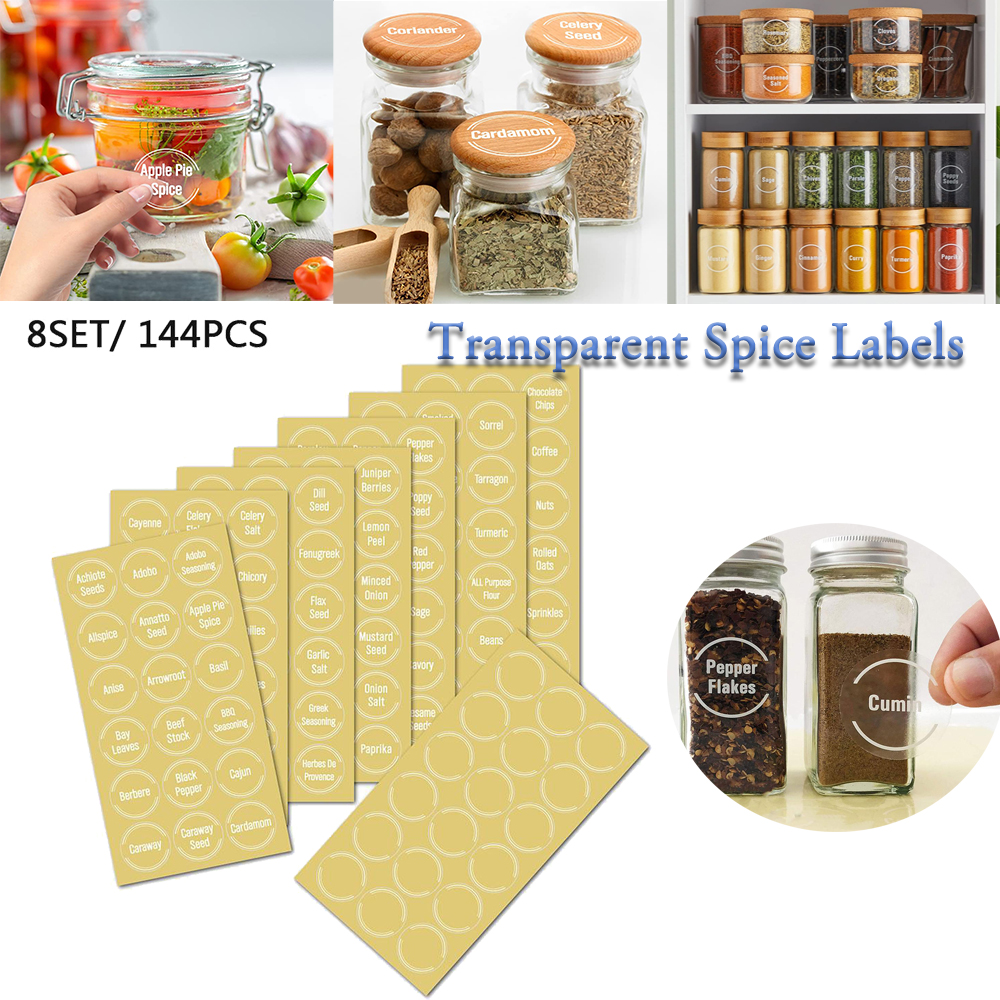144 Pcs/set Transparent Spice  - Food Storage Name recension och pris