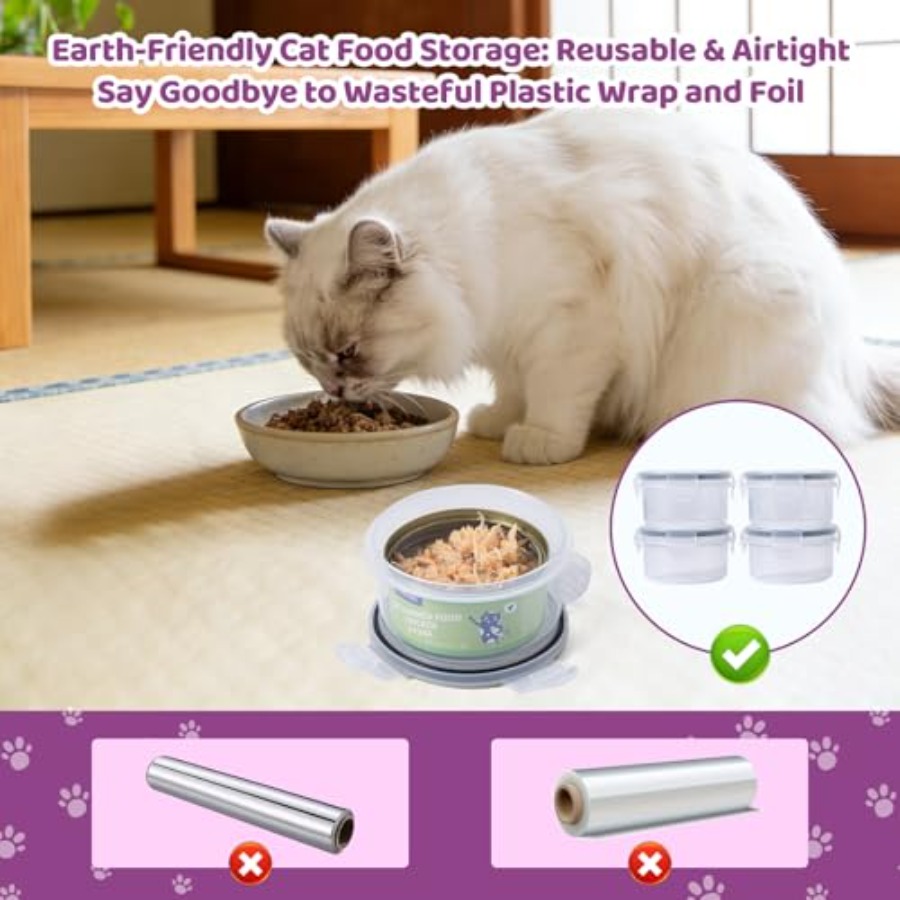 4Pack Cat Can Covers for 3 oz  - Food Storage With Lock recension och pris