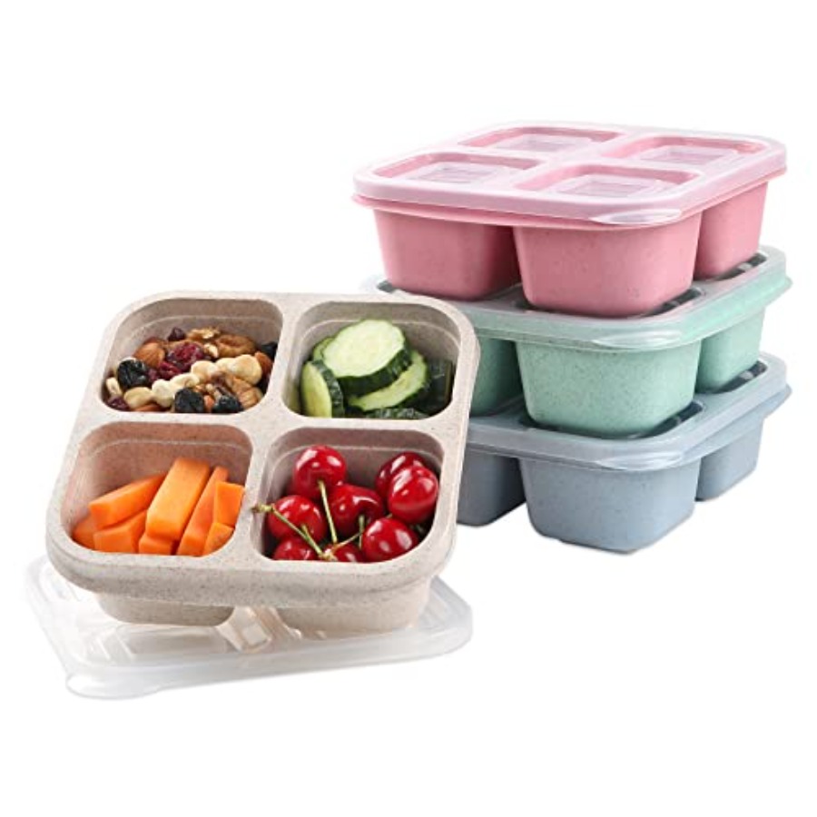 4 Pack Snack Containers, 4 Com - Food Storage With Dividers recension och pris