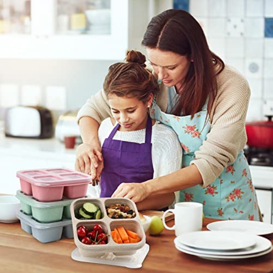 4 Pack Snack Containers, 4 Com - Food Storage With Dividers recension och pris