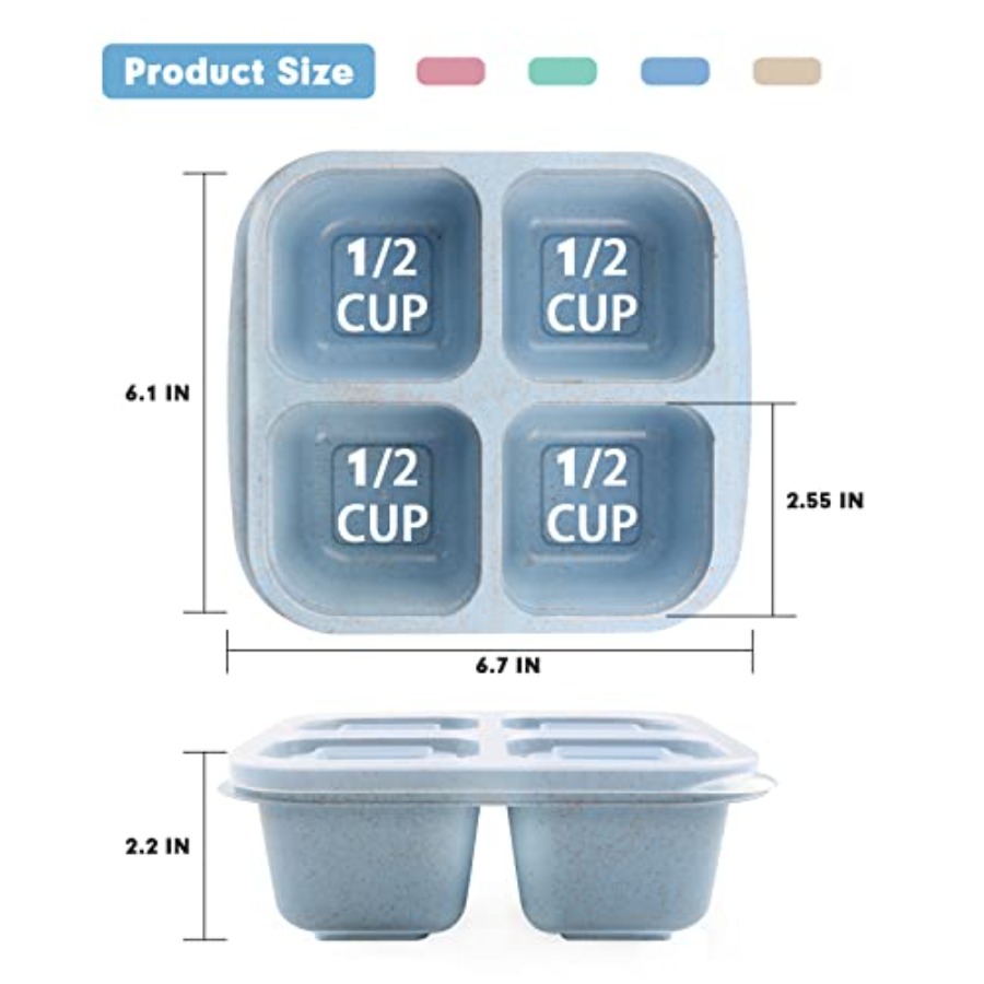 4 Pack Snack Containers, 4 Com - Food Storage With Dividers recension och pris