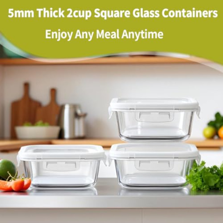 16oz Square Glass Food Storage - Food Storage Plastic Containers With Lids recension och pris