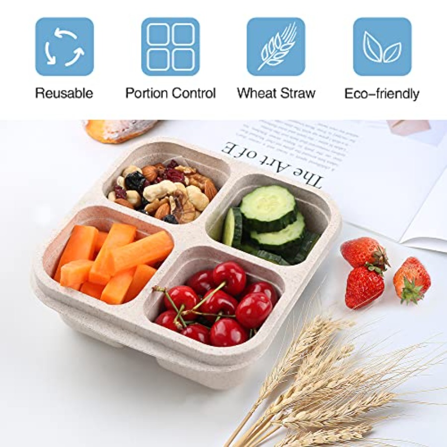 4 Pack Snack Containers, 4 Com - Food Storage With Dividers recension och pris