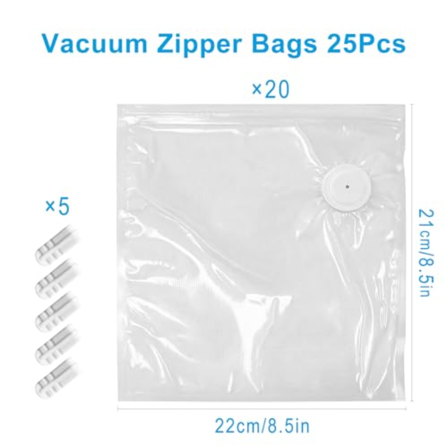 Vacuum Zipper Bags 20Pcs 8.5 8 - Food Storage Reusable Bags recension och pris