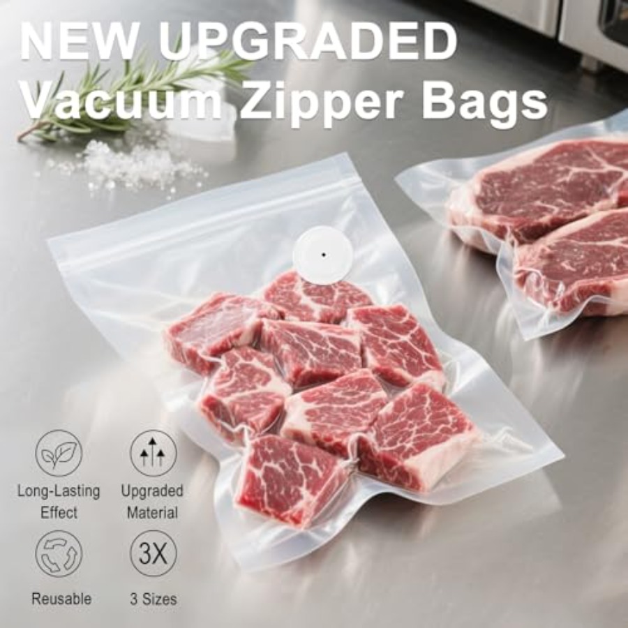 Vacuum Zipper Bags 20Pcs 8.5 8 - Food Storage Reusable Bags recension och pris
