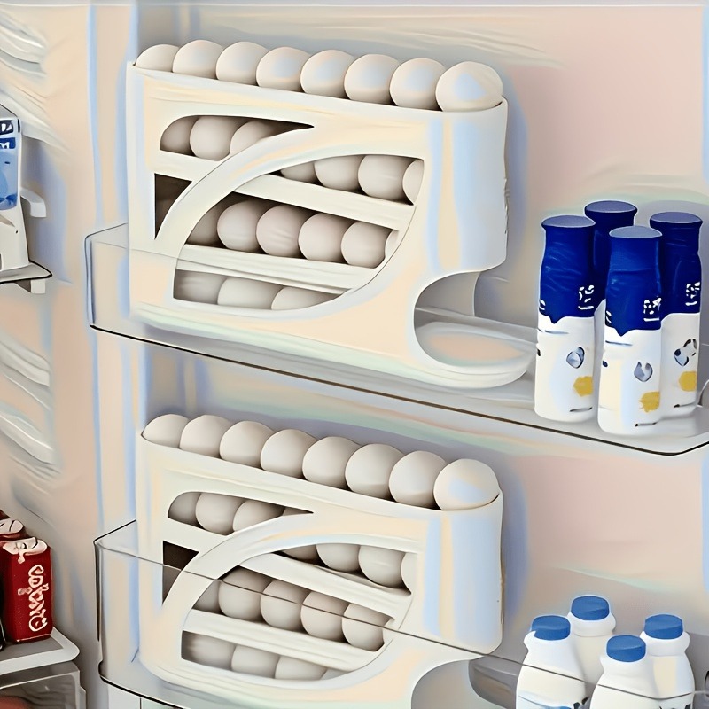 1Pcs Auto Rolling Egg Dispense - Egg Storage Holder recension och pris