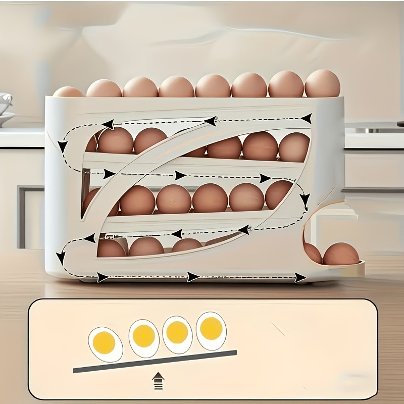 1Pcs Auto Rolling Egg Dispense - Egg Storage Holder recension och pris