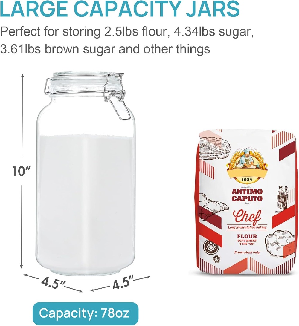 78oz Glass Food Storage Jars w - Airtight Cereal Jar recension och pris