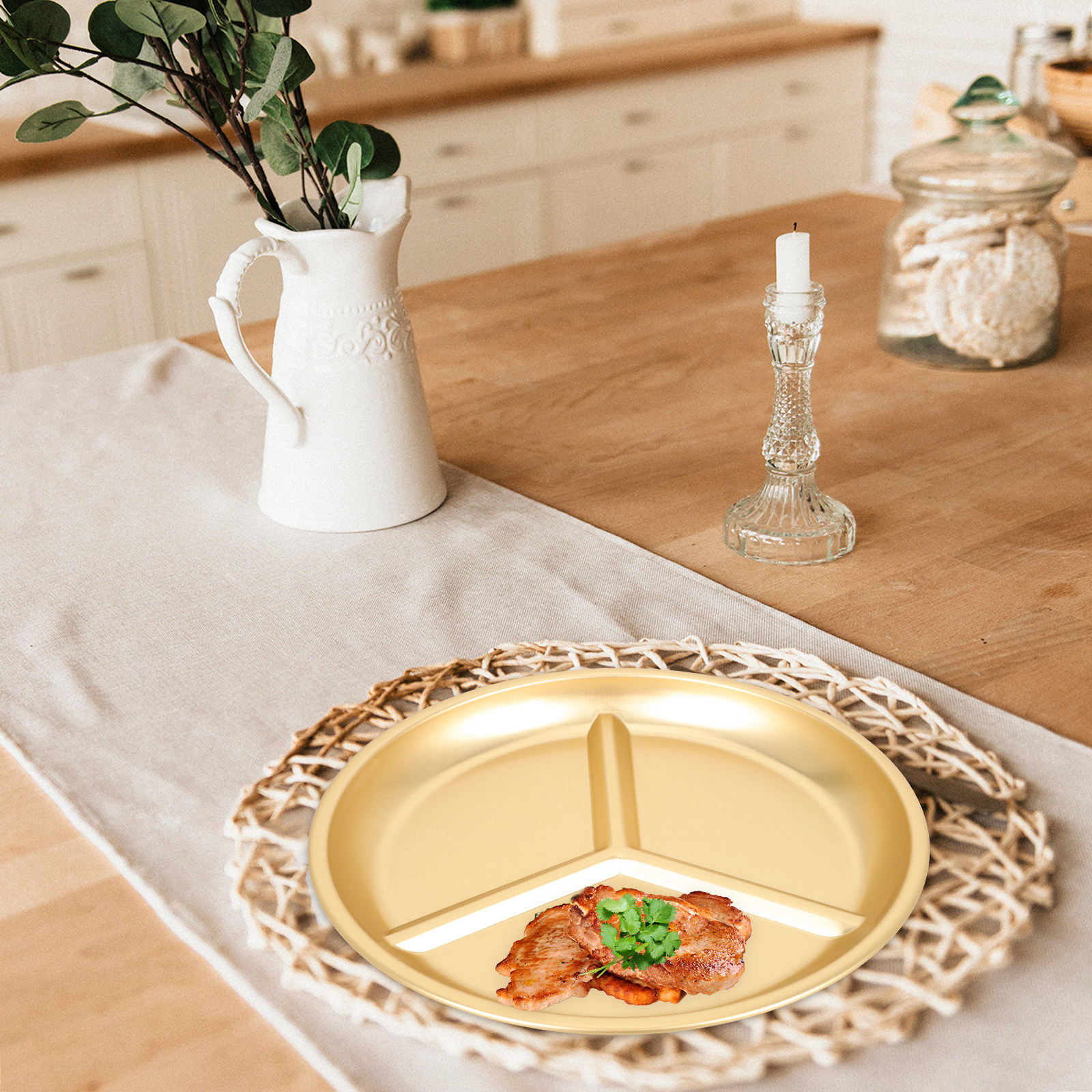 Yellow Aluminum Divided Plate  - Food Storage With Dividers recension och pris