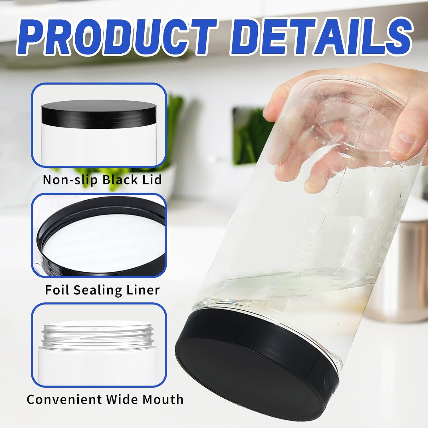 33oz Clear Plastic Jars with L - Food Storage Jars Plastic recension och pris