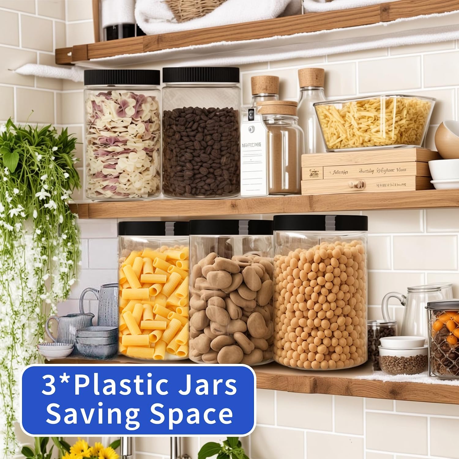 33oz Clear Plastic Jars with L - Food Storage Jars Plastic recension och pris