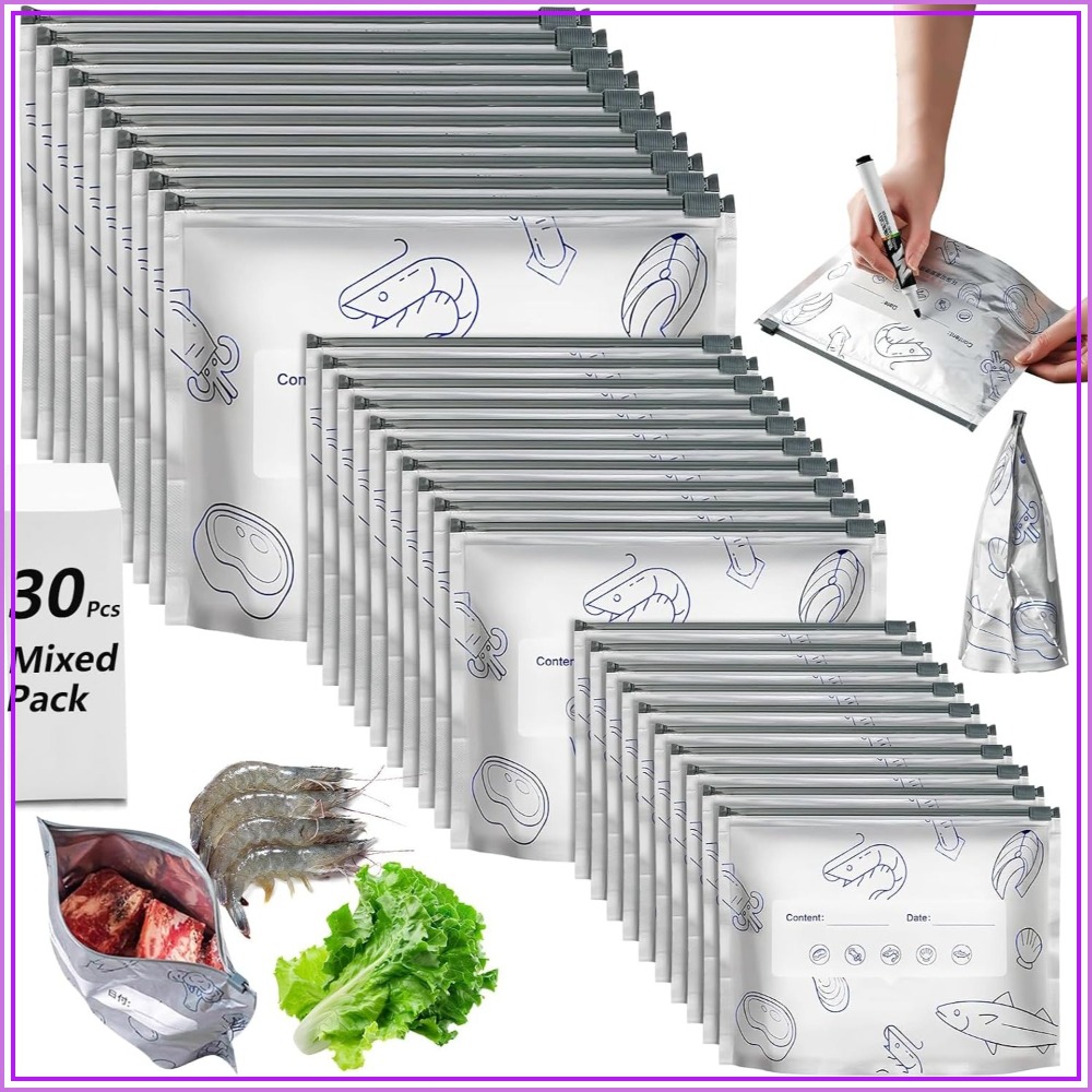 30 Pcs Reusable Mylar Bags for - Food Storage For Long Term recension och pris