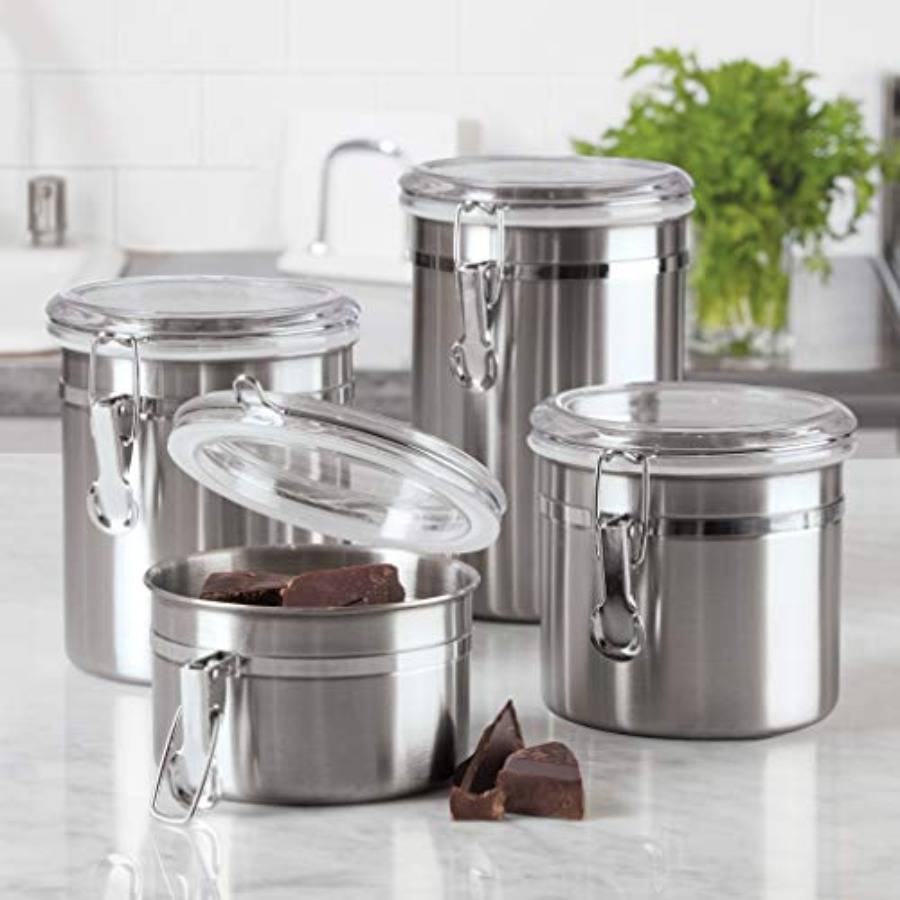 Set of 4 Stainless Steel Kitch - Food Storage Canister recension och pris