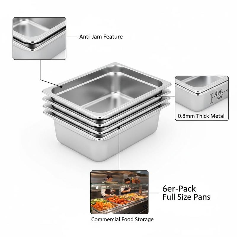 6 Pack Catering Trays Full Siz - Food Storage Unit recension och pris
