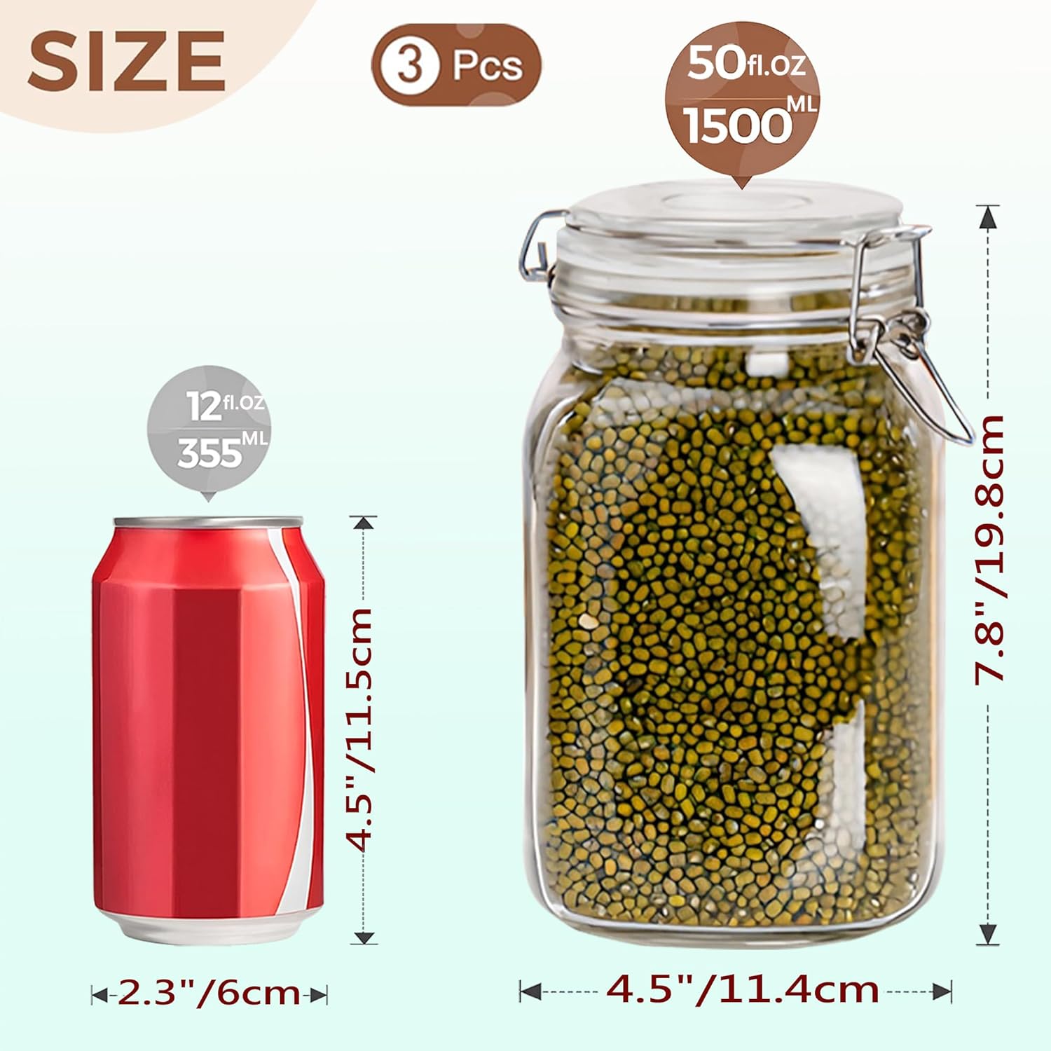 Clear Food Storage Jars 50oz S - Food Storage For Pantry recension och pris