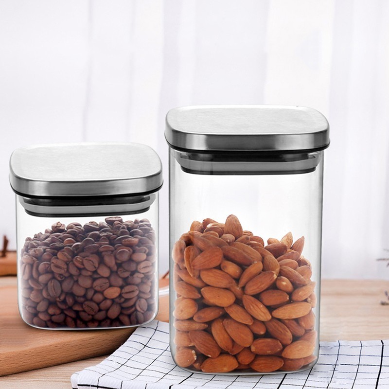 Square Glass Jars With Stainle - Food Storage Lidl recension och pris