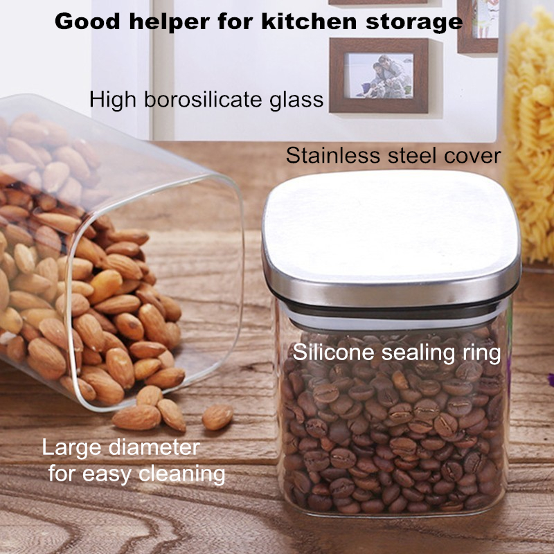Square Glass Jars With Stainle - Food Storage Lidl recension och pris